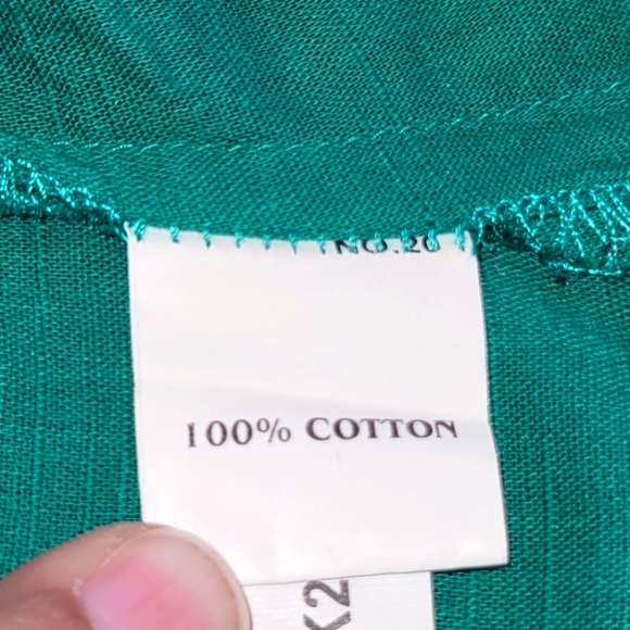 XXL / 2X 100% Cotton Embroidered Tunic with 3/4 Sleeve Vented Hem - Picture 6 of 7